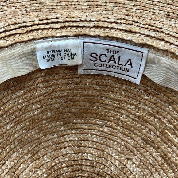 Brown and Black Scala Wide Brim Straw Hat with Bow - Picture 5 of 6